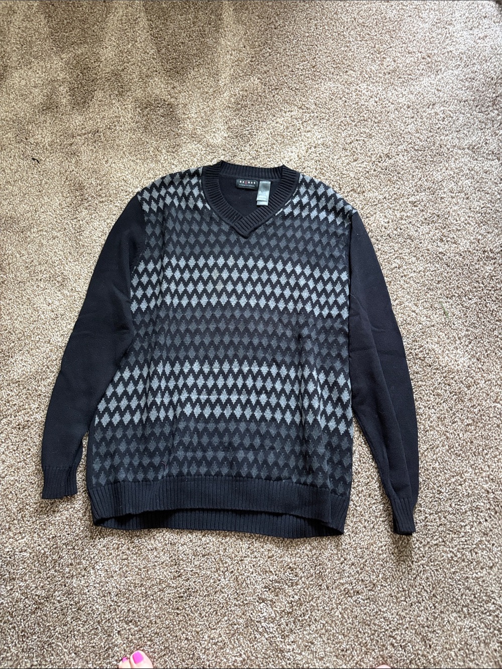 Classic Men's Black & Gray V-Neck Sweater